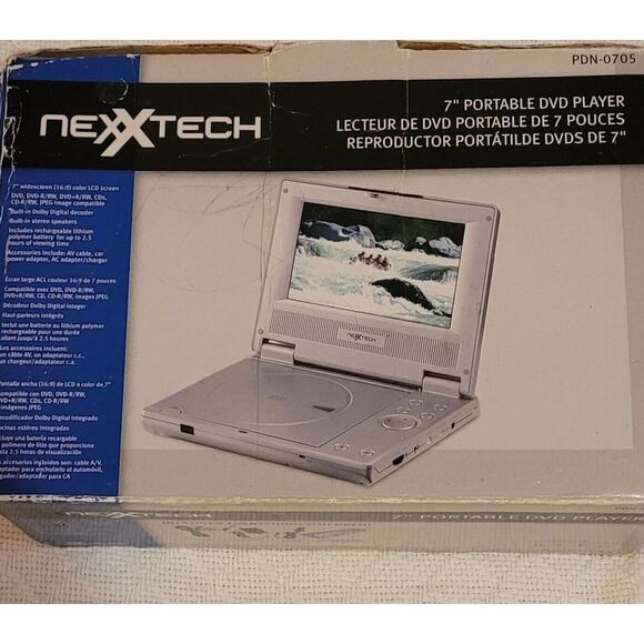 NeXXTech Portable DvD Player With Battery Pack And All Accessories. New Open Box